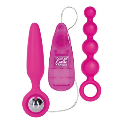 Vibrierendes Buttplug-Set in Pink