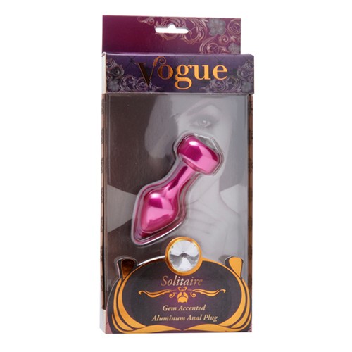 Solitaire Aluminium Butt Plug mit Kristall - Pink